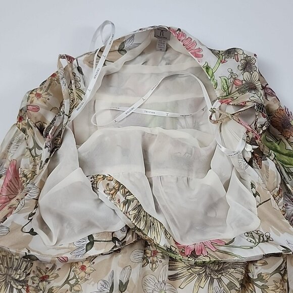 Tristan Women's Maxi Strapless Dress Floral Print Cream Pink Flowy Size 16 - Picture 7 of 16